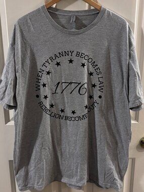 Next Level Apparel Men's Grey 1776 "When Tyranny Becomes Law" T-Shirt ~ 3XL